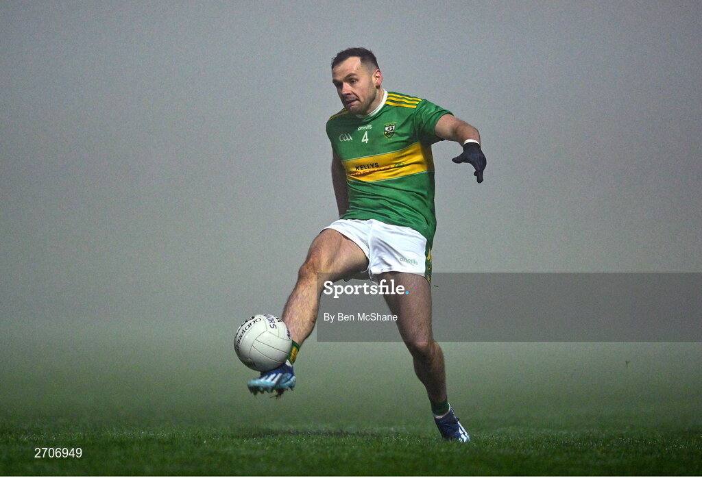 7 January 2024; Connor Carville of Glen during the AIB GAA Football All-Ireland Senior Club Championship semi-final match between Kilmacud Crokes of Dublin, and Glen of Derry, at Páirc Esler in Newry, Down. Photo by Ben McShane/Sportsfile