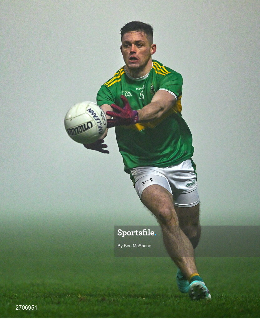 7 January 2024; Eunan Mulholland of Glen during the AIB GAA Football All-Ireland Senior Club Championship semi-final match between Kilmacud Crokes of Dublin, and Glen of Derry, at Páirc Esler in Newry, Down. Photo by Ben McShane/Sportsfile