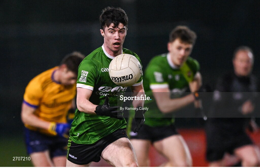9 January 2024; Joe Tunney of Queens during the Electric Ireland Higher Education GAA Sigerson Cup Round 1 match between Queens University Belfast and DCU at The Dub at Queen’s Sport in Belfast. Photo by Ramsey Cardy/Sportsfile