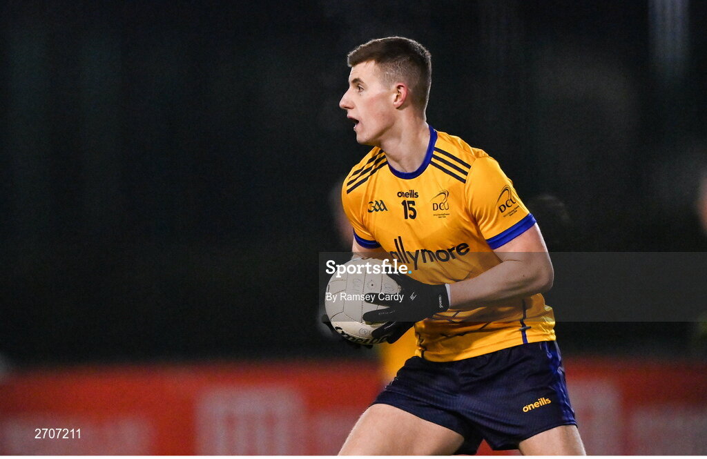 9 January 2024; Conor Corbett of DCU during the Electric Ireland Higher Education GAA Sigerson Cup Round 1 match between Queens University Belfast and DCU at The Dub at Queen’s Sport in Belfast. Photo by Ramsey Cardy/Sportsfile