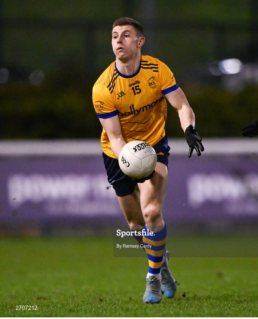 9 January 2024; Conor Corbett of DCU during the Electric Ireland Higher Education GAA Sigerson Cup Round 1 match between Queens University Belfast and DCU at The Dub at Queen’s Sport in Belfast. Photo by Ramsey Cardy/Sportsfile