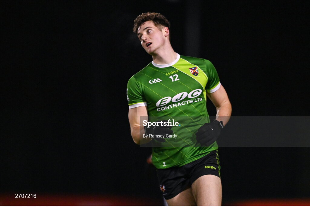 9 January 2024; Dan Higgins of Queens during the Electric Ireland Higher Education GAA Sigerson Cup Round 1 match between Queens University Belfast and DCU at The Dub at Queen’s Sport in Belfast. Photo by Ramsey Cardy/Sportsfile