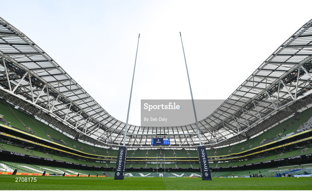 13 January 2024; A general view inside the stadium before the Investec Champions Cup Pool 4 Round 3 match between Leinster and Stade Francais at the Aviva Stadium in Dublin. Photo by Seb Daly/Sportsfile