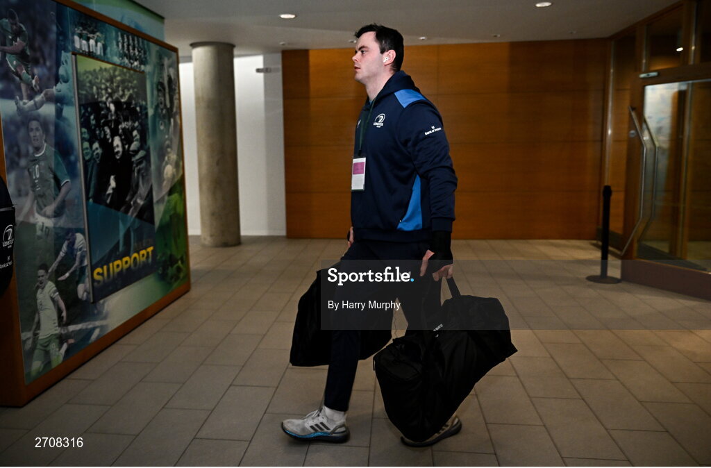 13 January 2024; James Ryan of Leinster arrives before the Investec Champions Cup Pool 4 Round 3 match between Leinster and Stade Francais at the Aviva Stadium in Dublin. Photo by Harry Murphy/Sportsfile