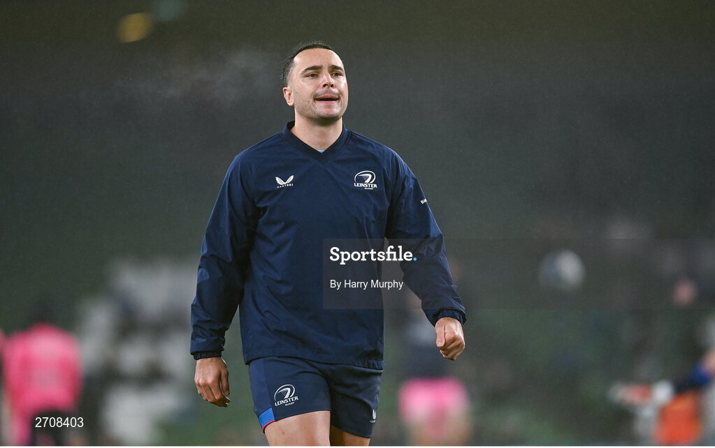 13 January 2024; James Lowe of Leinster before the Investec Champions Cup Pool 4 Round 3 match between Leinster and Stade Francais at the Aviva Stadium in Dublin. Photo by Harry Murphy/Sportsfile