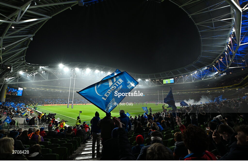 13 January 2024; A general view inside the stadium before the Investec Champions Cup Pool 4 Round 3 match between Leinster and Stade Francais at the Aviva Stadium in Dublin. Photo by Seb Daly/Sportsfile