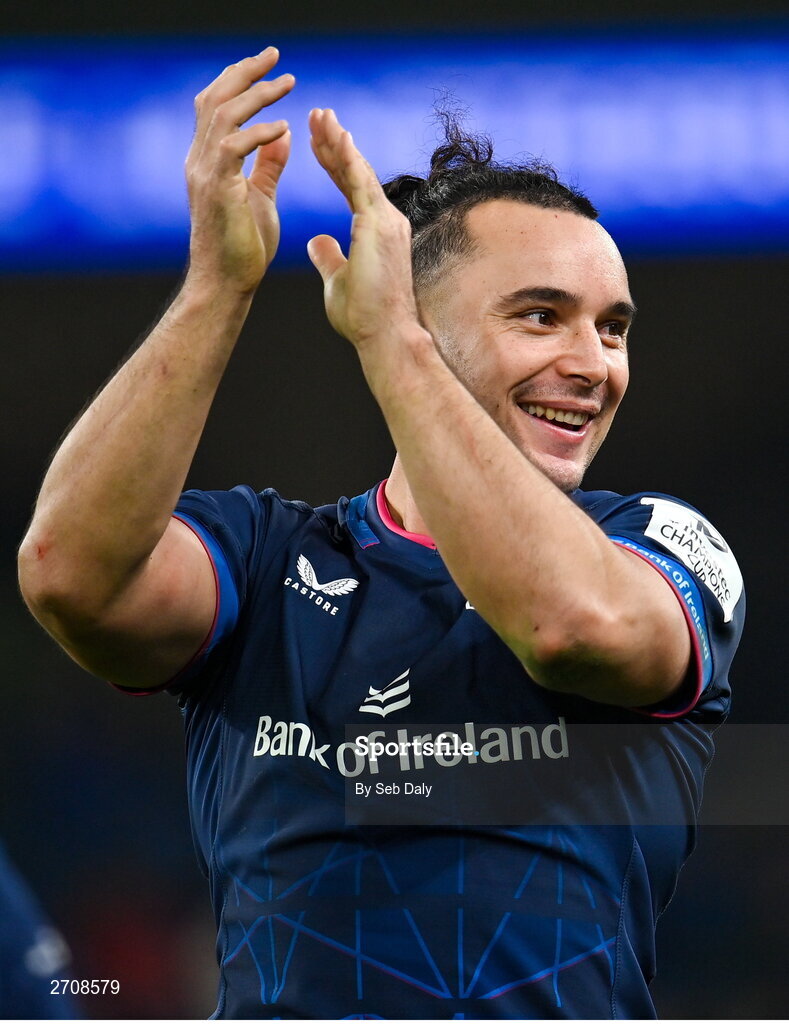 13 January 2024; James Lowe of Leinster after his side's victory in the Investec Champions Cup Pool 4 Round 3 match between Leinster and Stade Francais at the Aviva Stadium in Dublin. Photo by Seb Daly/Sportsfile