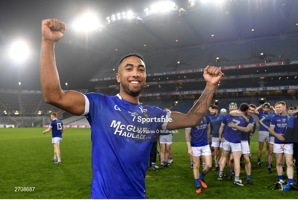 13 January 2024; Zach Bay Hammond of Thomastown celebrates after his side's victory in the AIB GAA Hurling All-Ireland Intermediate Club Championship final match between Castlelyons of Cork and Thomastown of Kilkenny at Croke Park in Dublin. Photo by Piaras Ó Mídheach/Sportsfile