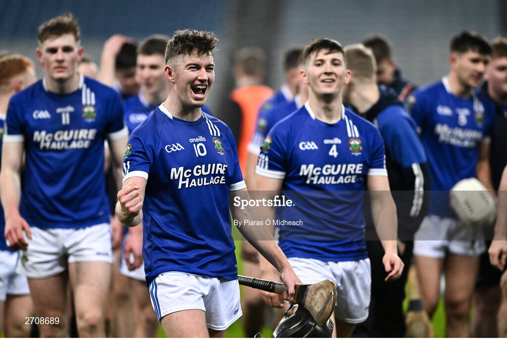 13 January 2024; Robbie Donnelly of Thomastown, 10, celebrates after his side's victory in the AIB GAA Hurling All-Ireland Intermediate Club Championship final match between Castlelyons of Cork and Thomastown of Kilkenny at Croke Park in Dublin. Photo by Piaras Ó Mídheach/Sportsfile