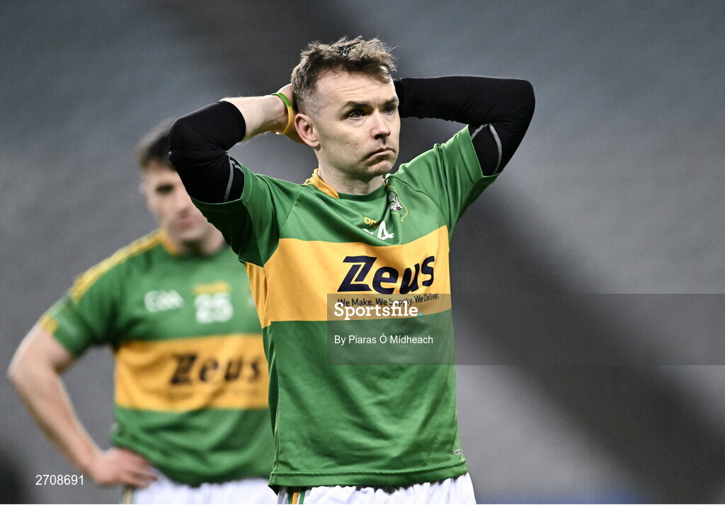 13 January 2024; Rob Feeney of Castlelyons after his side's defeat in the AIB GAA Hurling All-Ireland Intermediate Club Championship final match between Castlelyons of Cork and Thomastown of Kilkenny at Croke Park in Dublin. Photo by Piaras Ó Mídheach/Sportsfile