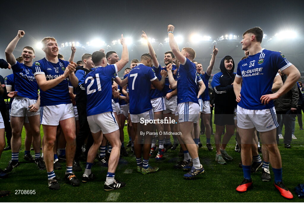 13 January 2024; Thomastown players celebrate after their side's victory in the AIB GAA Hurling All-Ireland Intermediate Club Championship final match between Castlelyons of Cork and Thomastown of Kilkenny at Croke Park in Dublin. Photo by Piaras Ó Mídheach/Sportsfile