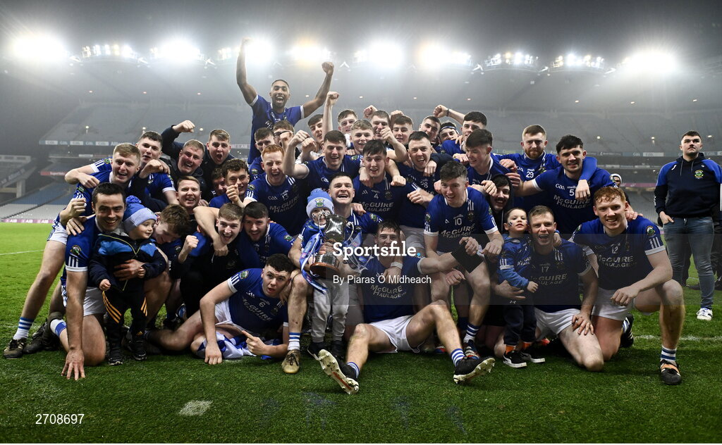 13 January 2024; Thomastown players celebrate after their side's victory in the AIB GAA Hurling All-Ireland Intermediate Club Championship final match between Castlelyons of Cork and Thomastown of Kilkenny at Croke Park in Dublin. Photo by Piaras Ó Mídheach/Sportsfile