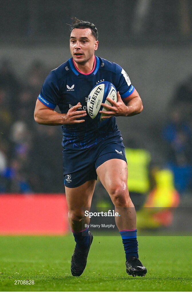 13 January 2024; James Lowe of Leinster during the Investec Champions Cup Pool 4 Round 3 match between Leinster and Stade Francais at the Aviva Stadium in Dublin. Photo by Harry Murphy/Sportsfile