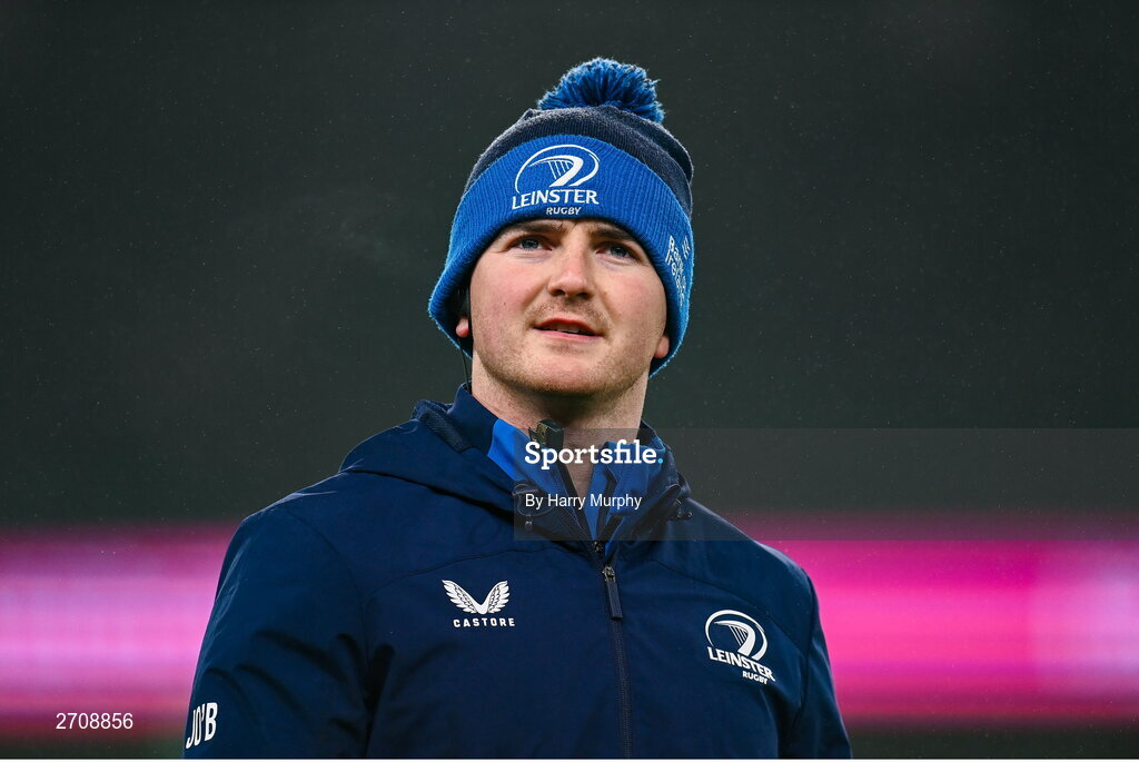 13 January 2024; Leinster sports scientist Jack O'Brien before the Investec Champions Cup Pool 4 Round 3 match between Leinster and Stade Francais at the Aviva Stadium in Dublin. Photo by Harry Murphy/Sportsfile