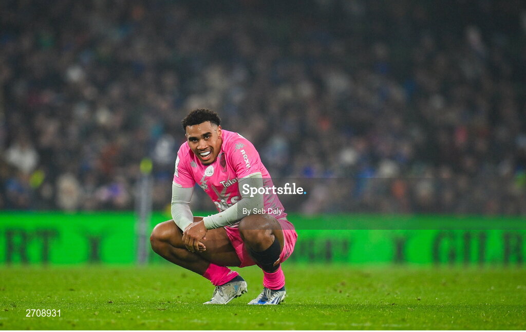 13 January 2024; Noah Nene of Stade Francais during the Investec Champions Cup Pool 4 Round 3 match between Leinster and Stade Francais at the Aviva Stadium in Dublin. Photo by Seb Daly/Sportsfile