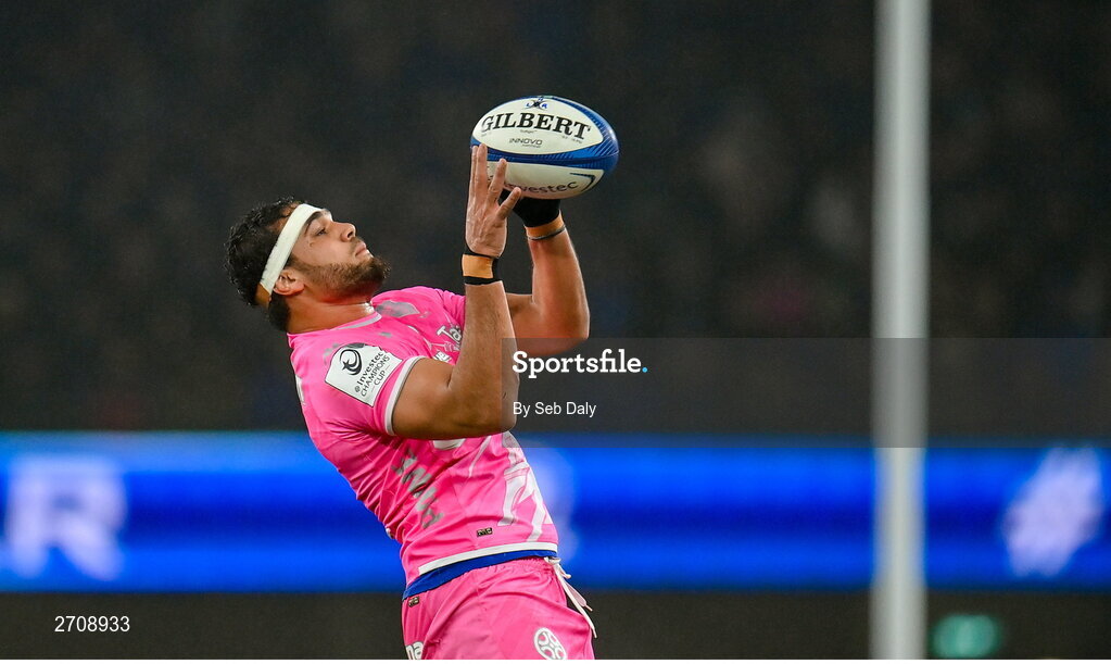 13 January 2024; Ryan Chapuis of Stade Francais during the Investec Champions Cup Pool 4 Round 3 match between Leinster and Stade Francais at the Aviva Stadium in Dublin. Photo by Seb Daly/Sportsfile