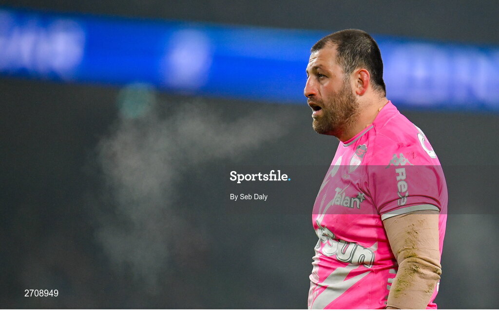 13 January 2024; Vasil Kakovin of Stade Francais during the Investec Champions Cup Pool 4 Round 3 match between Leinster and Stade Francais at the Aviva Stadium in Dublin. Photo by Seb Daly/Sportsfile