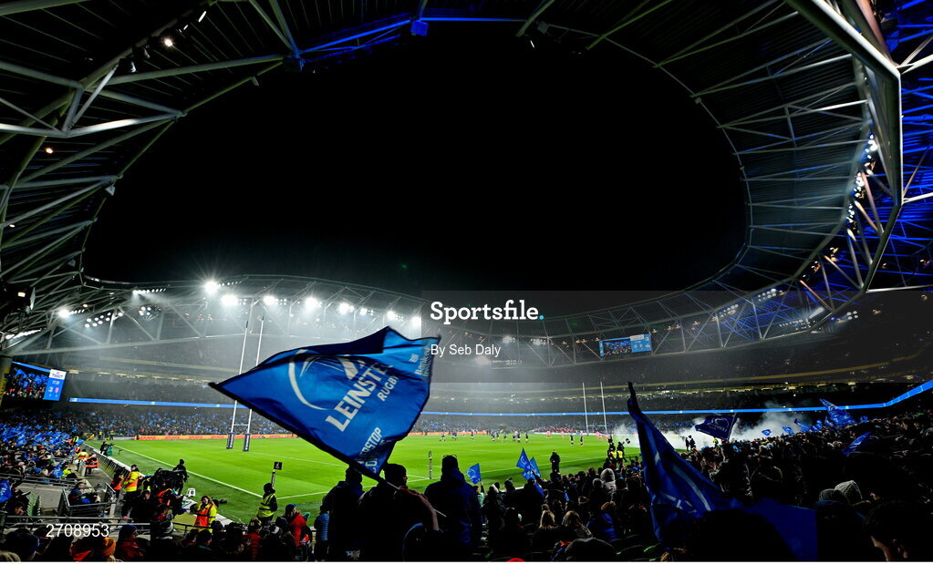13 January 2024; A general view inside the stadium before the Investec Champions Cup Pool 4 Round 3 match between Leinster and Stade Francais at the Aviva Stadium in Dublin. Photo by Seb Daly/Sportsfile