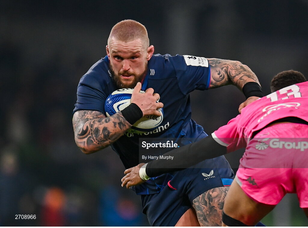 13 January 2024; Andrew Porter of Leinster during the Investec Champions Cup Pool 4 Round 3 match between Leinster and Stade Francais at the Aviva Stadium in Dublin. Photo by Harry Murphy/Sportsfile