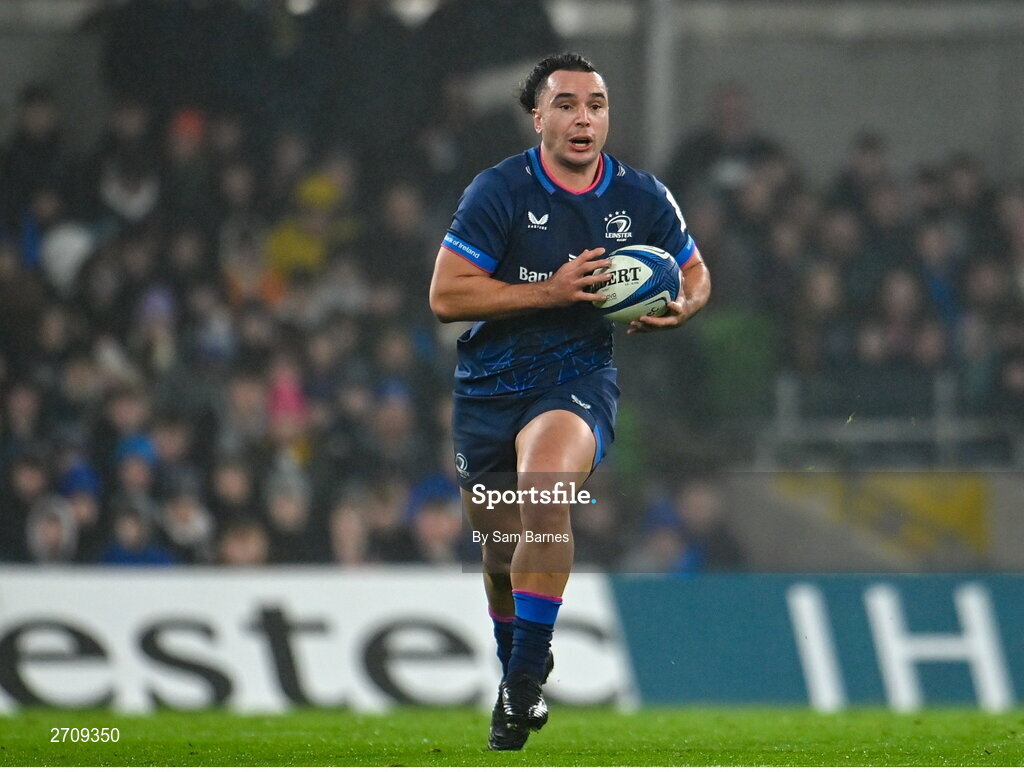 13 January 2024; James Lowe of Leinster during the Investec Champions Cup Pool 4 Round 3 match between Leinster and Stade Francais at the Aviva Stadium in Dublin. Photo by Sam Barnes/Sportsfile