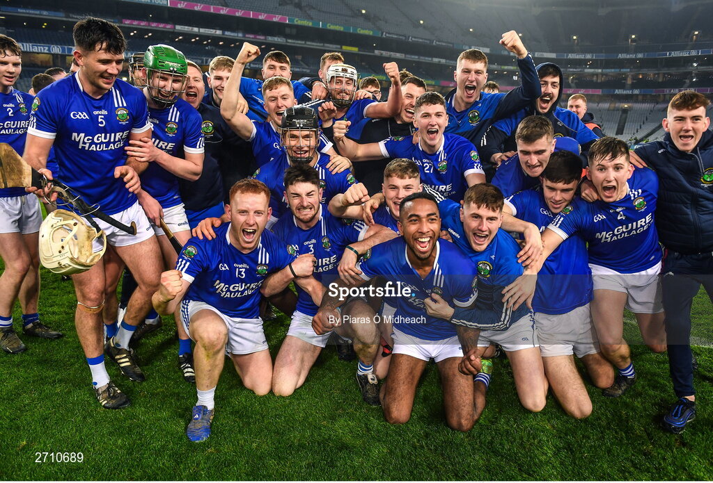 13 January 2024; Thomastown players celebrate after their side's victory in the AIB GAA Hurling All-Ireland Intermediate Club Championship final match between Castlelyons of Cork and Thomastown of Kilkenny at Croke Park in Dublin. Photo by Piaras Ó Mídheach/Sportsfile