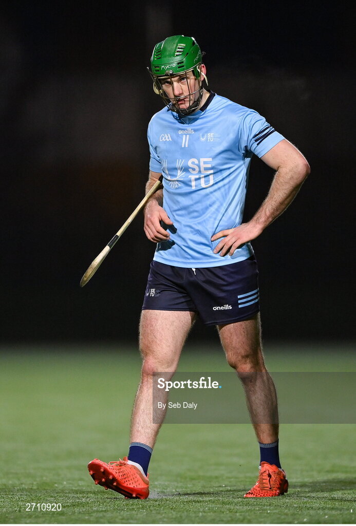 18 January 2024; Eoin Cody of SETU Carlow after his side's defeat in the Electric Ireland Higher Education GAA Fitzgibbon Cup Round 1 match between SETU Carlow and University of Galway at SETU Carlow Sport Complex in Carlow. Photo by Seb Daly/Sportsfile