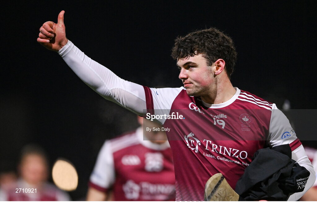 18 January 2024; Shane Morgan of University of Galway after his side's victory in the Electric Ireland Higher Education GAA Fitzgibbon Cup Round 1 match between SETU Carlow and University of Galway at SETU Carlow Sport Complex in Carlow. Photo by Seb Daly/Sportsfile