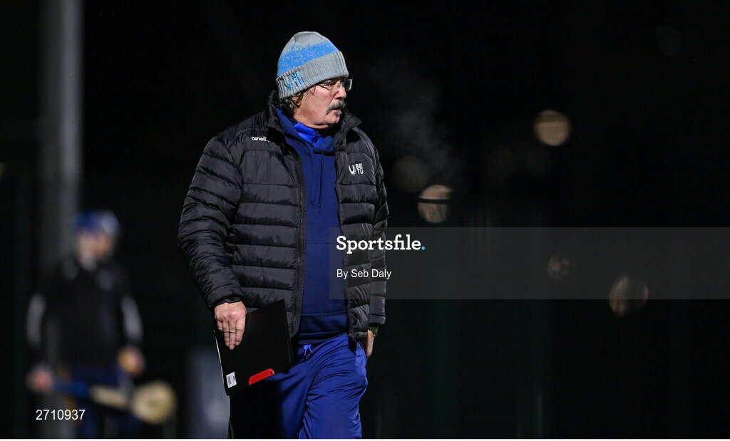 18 January 2024; SETU Carlow manager Seamus Plunkett during the Electric Ireland Higher Education GAA Fitzgibbon Cup Round 1 match between SETU Carlow and University of Galway at SETU Carlow Sport Complex in Carlow. Photo by Seb Daly/Sportsfile
