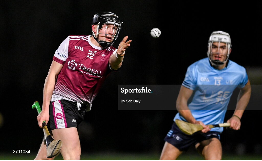 18 January 2024; Ian McGlynn of University of Galway during the Electric Ireland Higher Education GAA Fitzgibbon Cup Round 1 match between SETU Carlow and University of Galway at SETU Carlow Sport Complex in Carlow. Photo by Seb Daly/Sportsfile