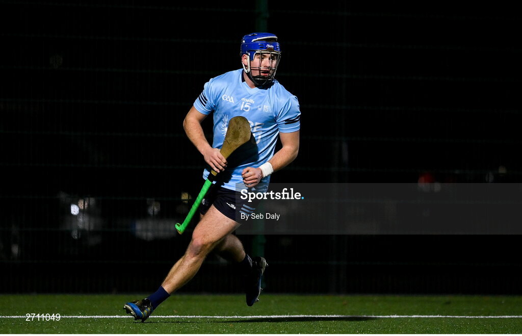 18 January 2024; Tomás Keyes of SETU Carlow during the Electric Ireland Higher Education GAA Fitzgibbon Cup Round 1 match between SETU Carlow and University of Galway at SETU Carlow Sport Complex in Carlow. Photo by Seb Daly/Sportsfile