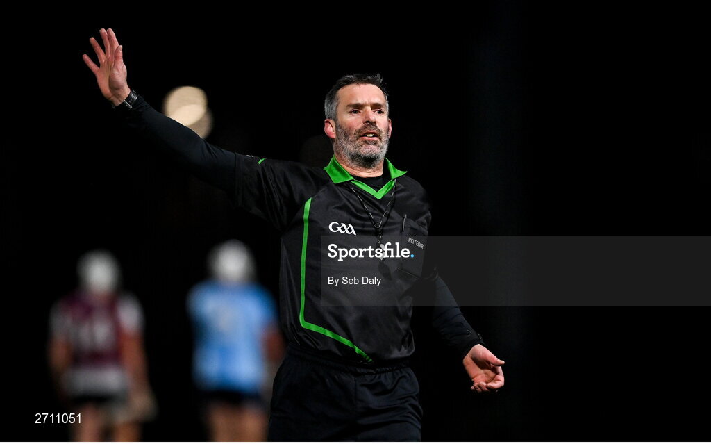 18 January 2024; Referee James Owens during the Electric Ireland Higher Education GAA Fitzgibbon Cup Round 1 match between SETU Carlow and University of Galway at SETU Carlow Sport Complex in Carlow. Photo by Seb Daly/Sportsfile