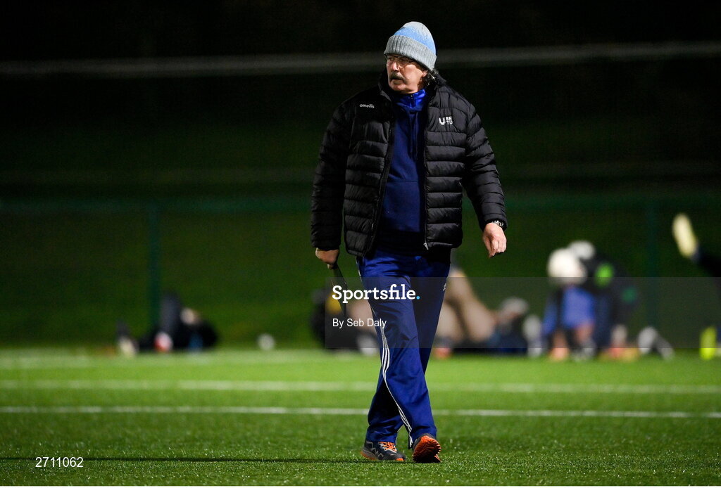 18 January 2024; SETU Carlow manager Seamus Plunkett before the Electric Ireland Higher Education GAA Fitzgibbon Cup Round 1 match between SETU Carlow and University of Galway at SETU Carlow Sport Complex in Carlow. Photo by Seb Daly/Sportsfile