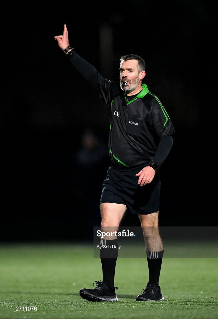18 January 2024; Referee James Owens during the Electric Ireland Higher Education GAA Fitzgibbon Cup Round 1 match between SETU Carlow and University of Galway at SETU Carlow Sport Complex in Carlow. Photo by Seb Daly/Sportsfile