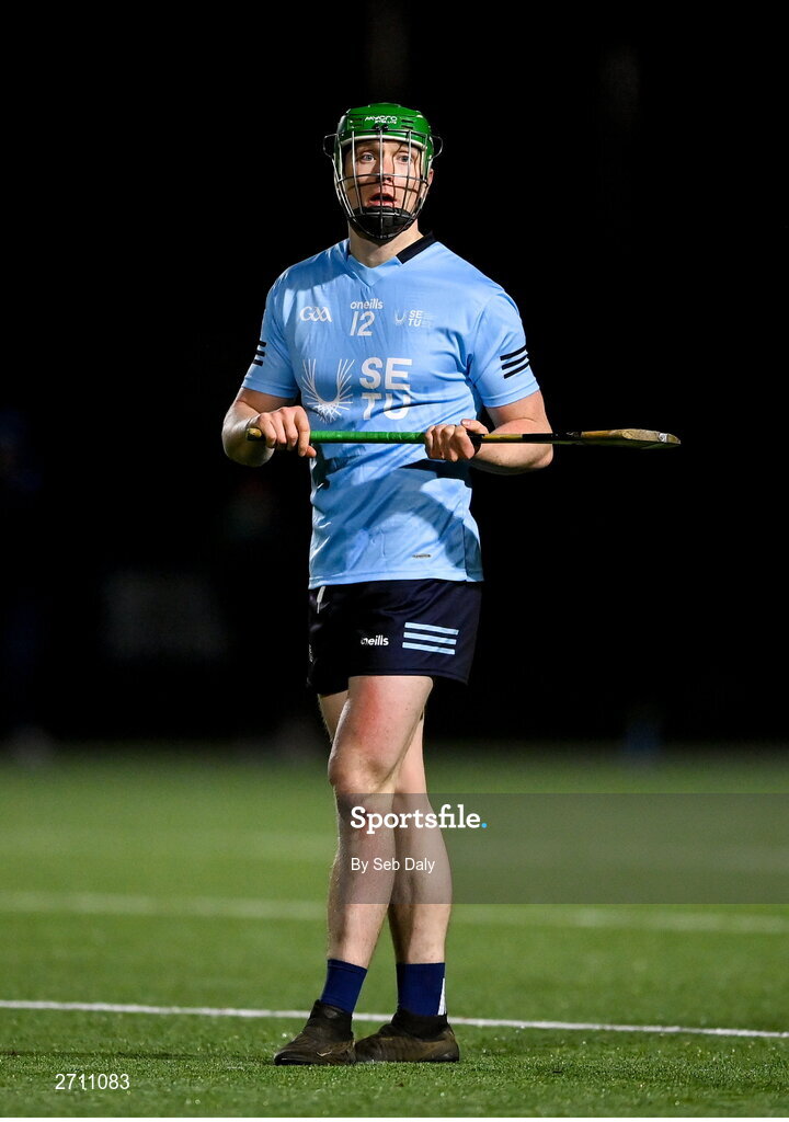 18 January 2024; Joe Fogarty of SETU Carlow during the Electric Ireland Higher Education GAA Fitzgibbon Cup Round 1 match between SETU Carlow and University of Galway at SETU Carlow Sport Complex in Carlow. Photo by Seb Daly/Sportsfile