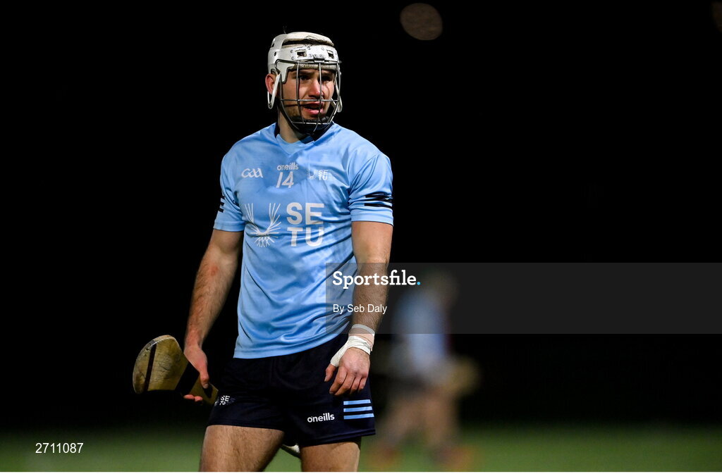18 January 2024; Chris Nolan of SETU Carlow during the Electric Ireland Higher Education GAA Fitzgibbon Cup Round 1 match between SETU Carlow and University of Galway at SETU Carlow Sport Complex in Carlow. Photo by Seb Daly/Sportsfile