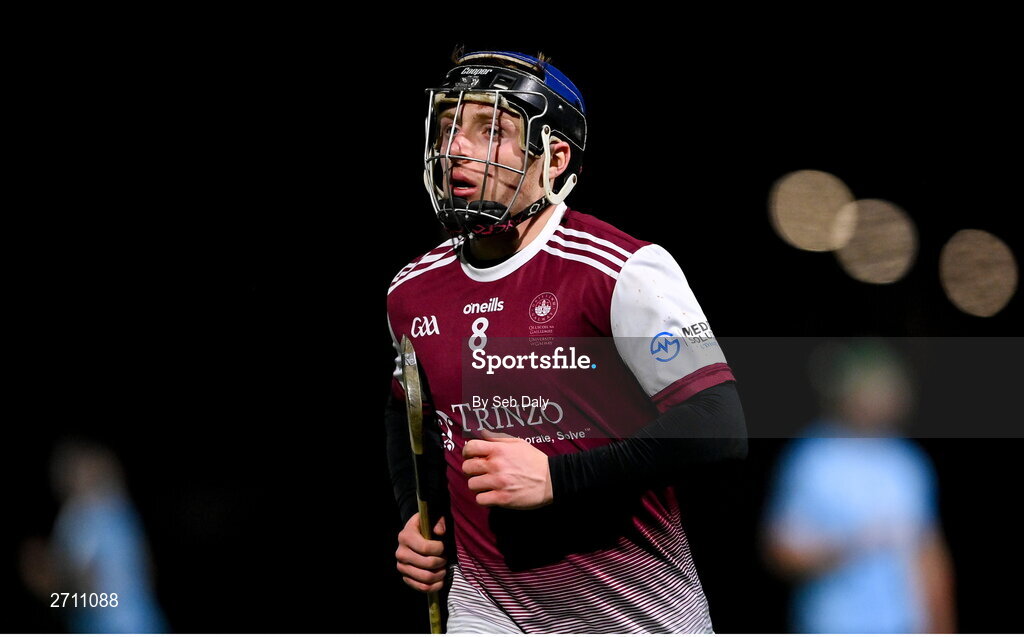 18 January 2024; Liam Leen of University of Galway during the Electric Ireland Higher Education GAA Fitzgibbon Cup Round 1 match between SETU Carlow and University of Galway at SETU Carlow Sport Complex in Carlow. Photo by Seb Daly/Sportsfile