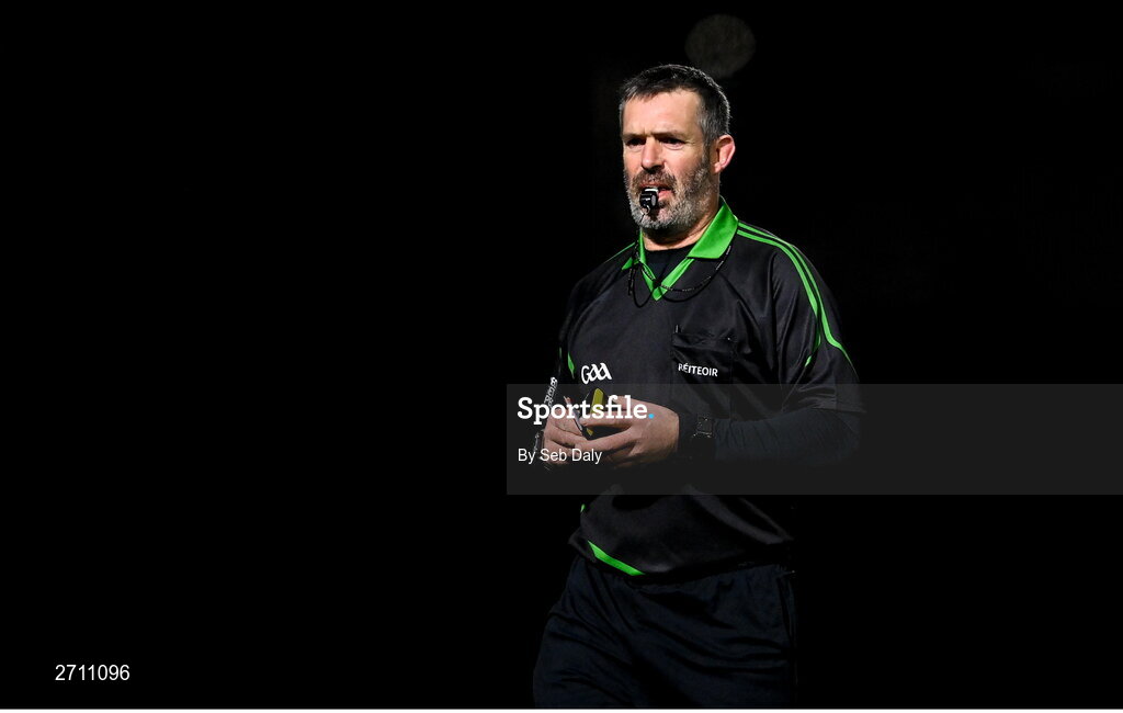 18 January 2024; Referee James Owens during the Electric Ireland Higher Education GAA Fitzgibbon Cup Round 1 match between SETU Carlow and University of Galway at SETU Carlow Sport Complex in Carlow. Photo by Seb Daly/Sportsfile