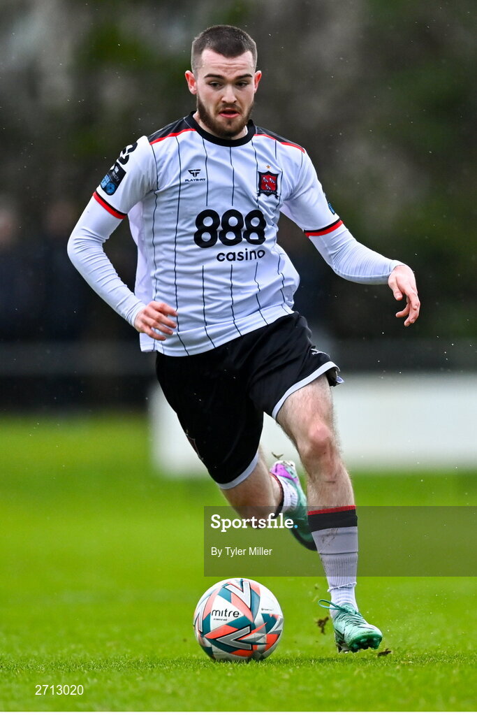 21 January 2024; Robert Mahon of Dundalk during the PTSB Leinster Senior Cup Group A match between Malahide United and Dundalk at Gannon Park in Malahide, Dublin. Photo by Tyler Miller/Sportsfile