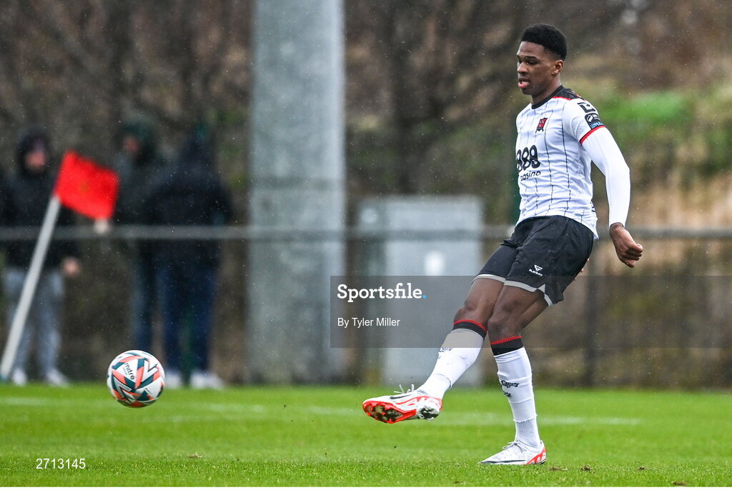 21 January 2024; Mayowa Animasahun of Dundalk during the PTSB Leinster Senior Cup Group A match between Malahide United and Dundalk at Gannon Park in Malahide, Dublin. Photo by Tyler Miller/Sportsfile