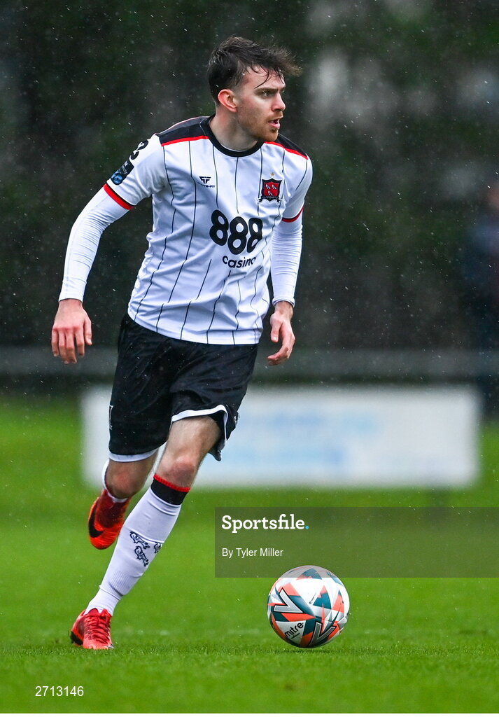 21 January 2024; Archie Davies of Dundalk during the PTSB Leinster Senior Cup Group A match between Malahide United and Dundalk at Gannon Park in Malahide, Dublin. Photo by Tyler Miller/Sportsfile