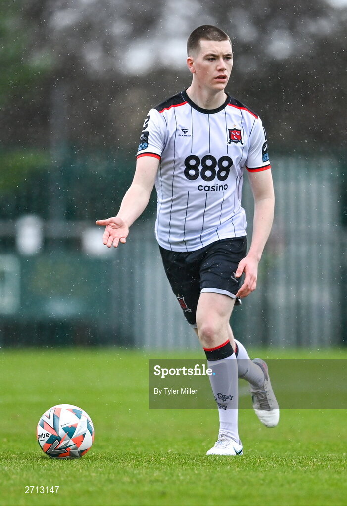 21 January 2024; Tom McLoughlin of Dundalk during the PTSB Leinster Senior Cup Group A match between Malahide United and Dundalk at Gannon Park in Malahide, Dublin. Photo by Tyler Miller/Sportsfile