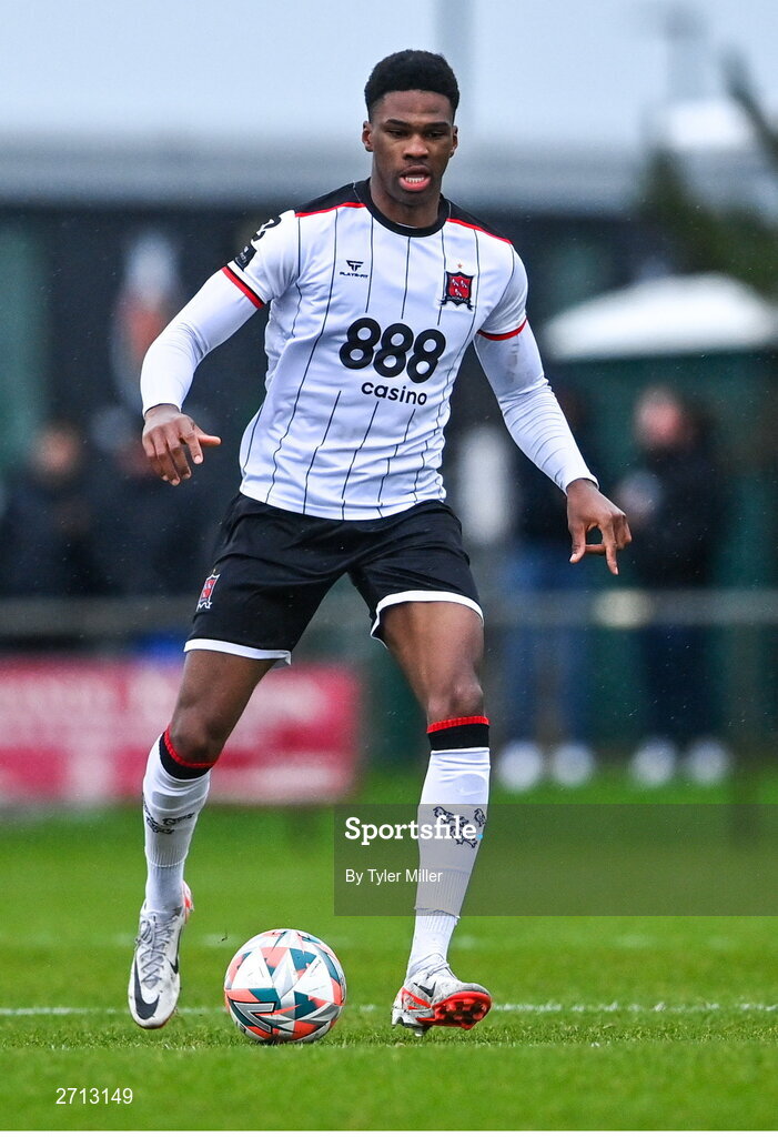 21 January 2024; Mayowa Animasahun of Dundalk during the PTSB Leinster Senior Cup Group A match between Malahide United and Dundalk at Gannon Park in Malahide, Dublin. Photo by Tyler Miller/Sportsfile
