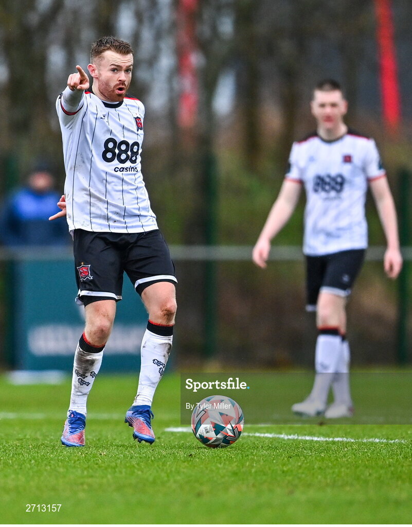 21 January 2024; Paul Doyle of Dundalk during the PTSB Leinster Senior Cup Group A match between Malahide United and Dundalk at Gannon Park in Malahide, Dublin. Photo by Tyler Miller/Sportsfile