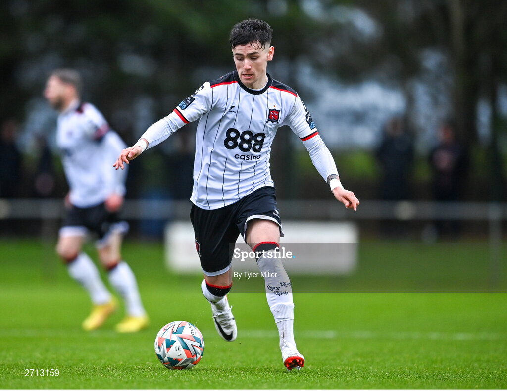 21 January 2024; Ryan O'Kane of Dundalk during the PTSB Leinster Senior Cup Group A match between Malahide United and Dundalk at Gannon Park in Malahide, Dublin. Photo by Tyler Miller/Sportsfile
