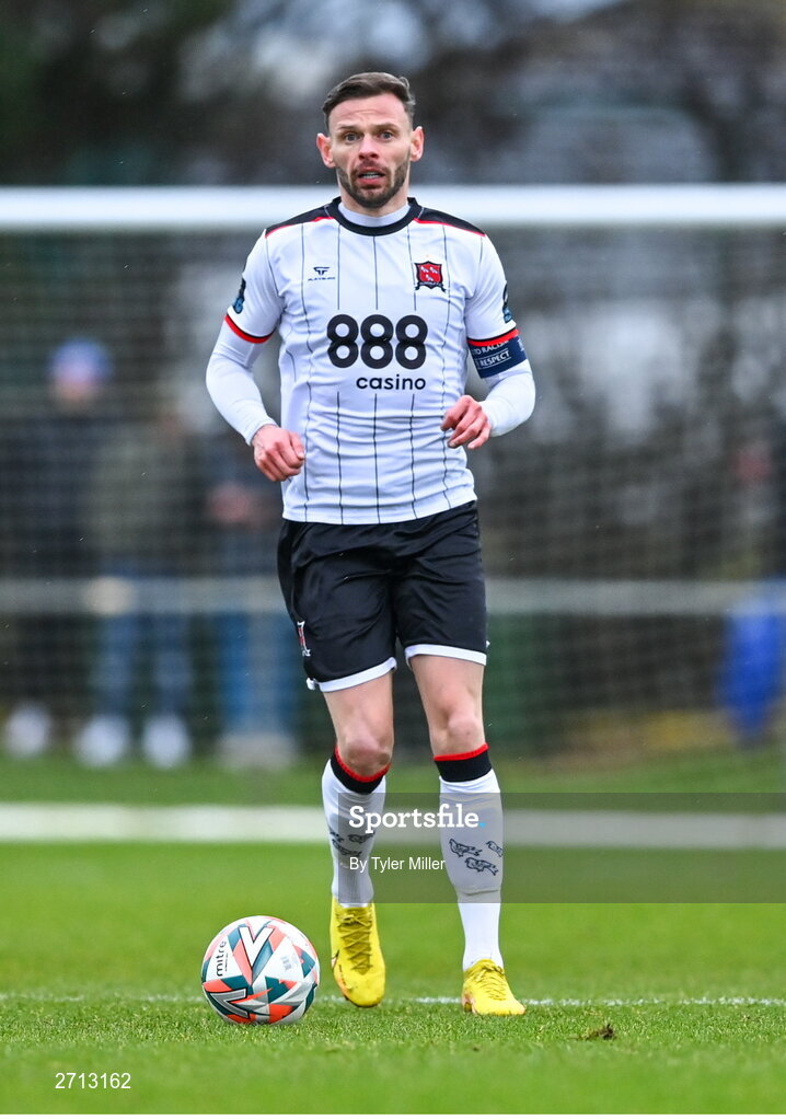 21 January 2024; Andrew Boyle of Dundalk during the PTSB Leinster Senior Cup Group A match between Malahide United and Dundalk at Gannon Park in Malahide, Dublin. Photo by Tyler Miller/Sportsfile