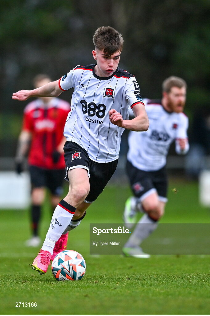21 January 2024; Eoin Kenny of Dundalk during the PTSB Leinster Senior Cup Group A match between Malahide United and Dundalk at Gannon Park in Malahide, Dublin. Photo by Tyler Miller/Sportsfile