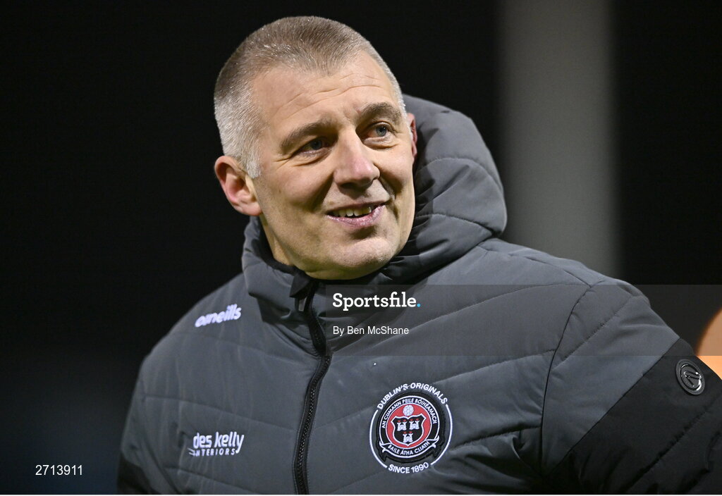 22 January 2024; Bohemians coach Trevor Croly before the PTSB Leinster Senior Cup Group A match between Drogheda United and Bohemians at Weaver's Park in Drogheda, Louth. Photo by Ben McShane/Sportsfile