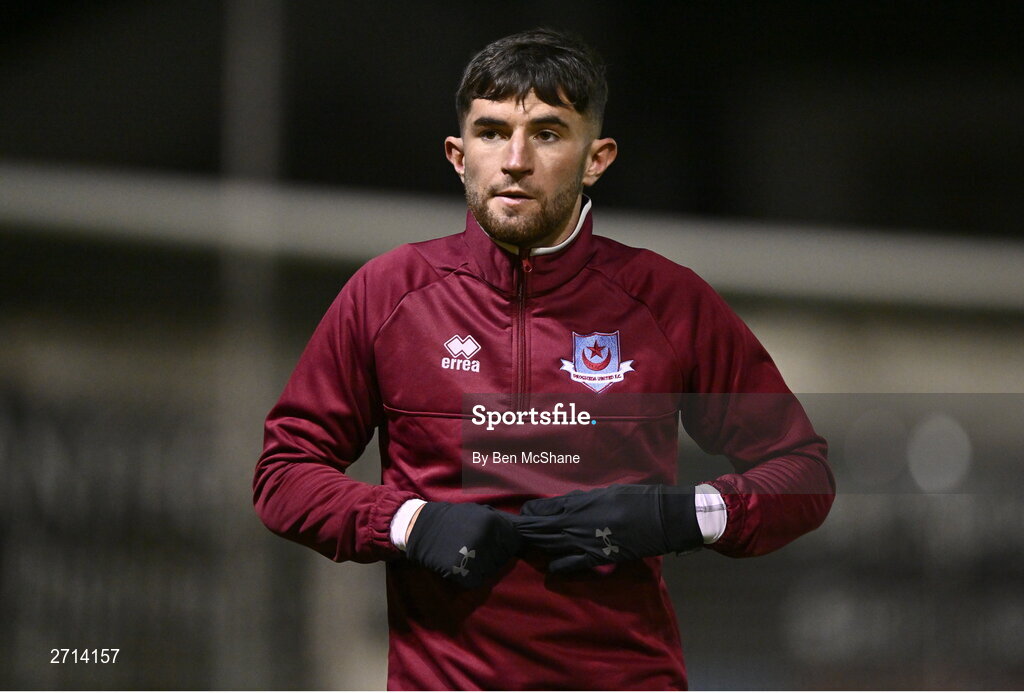 22 January 2024; Luke Heeney of Drogheda United before the PTSB Leinster Senior Cup Group A match between Drogheda United and Bohemians at Weaver's Park in Drogheda, Louth. Photo by Ben McShane/Sportsfile