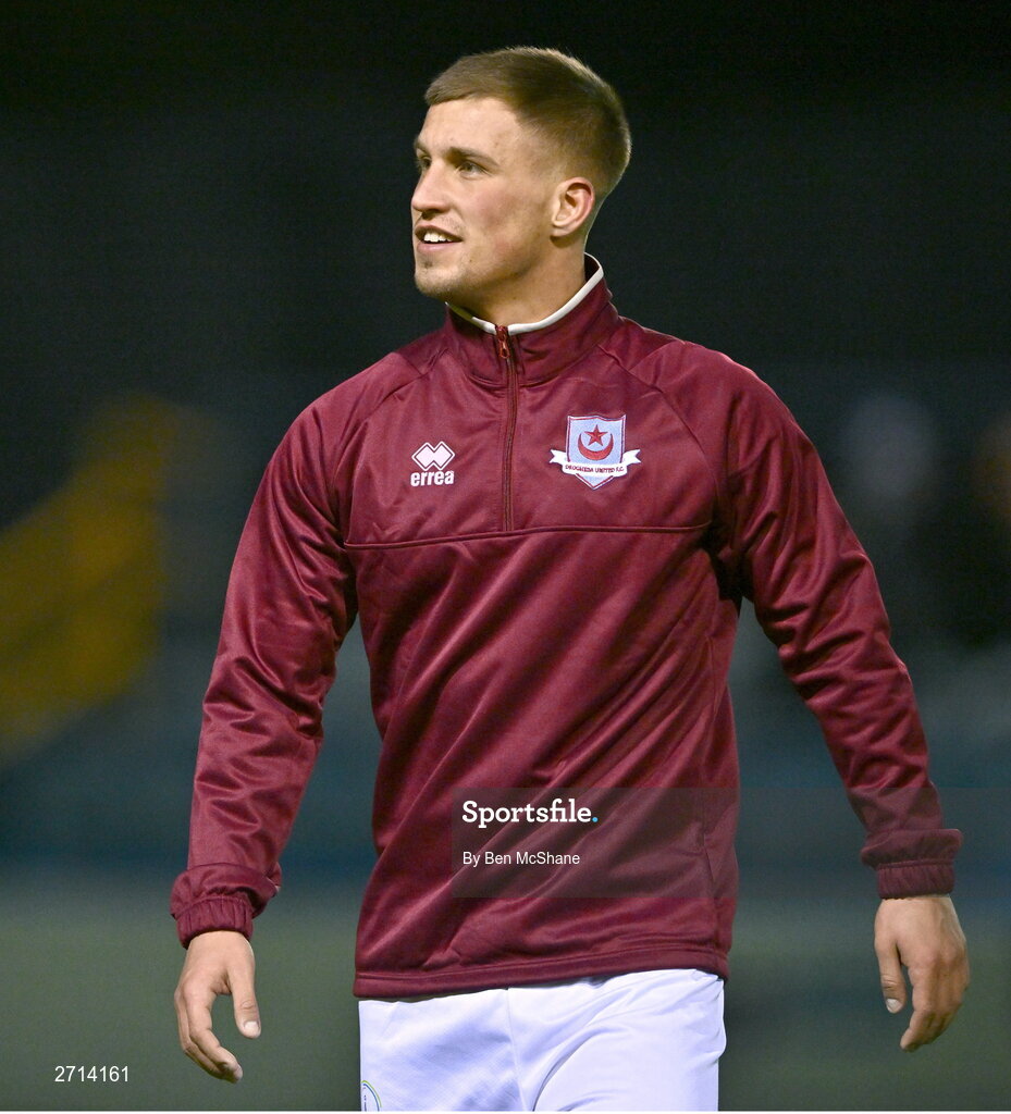 22 January 2024; Matthew O'Brien of Drogheda United before the PTSB Leinster Senior Cup Group A match between Drogheda United and Bohemians at Weaver's Park in Drogheda, Louth. Photo by Ben McShane/Sportsfile