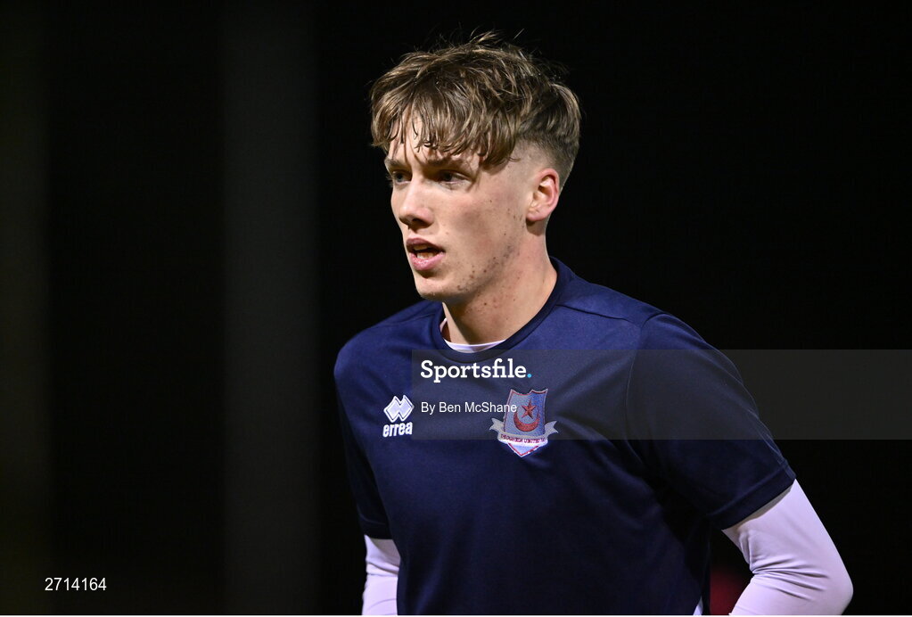 22 January 2024; Oisin Gallagher of Drogheda United before the PTSB Leinster Senior Cup Group A match between Drogheda United and Bohemians at Weaver's Park in Drogheda, Louth. Photo by Ben McShane/Sportsfile